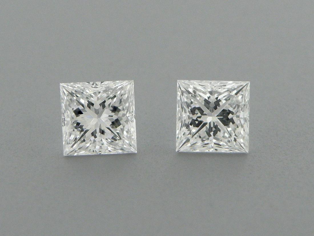2mm MATCHING PAIR PRINCESS CUT UNTREATED DIAMOND F VVS1 (1 of 1)