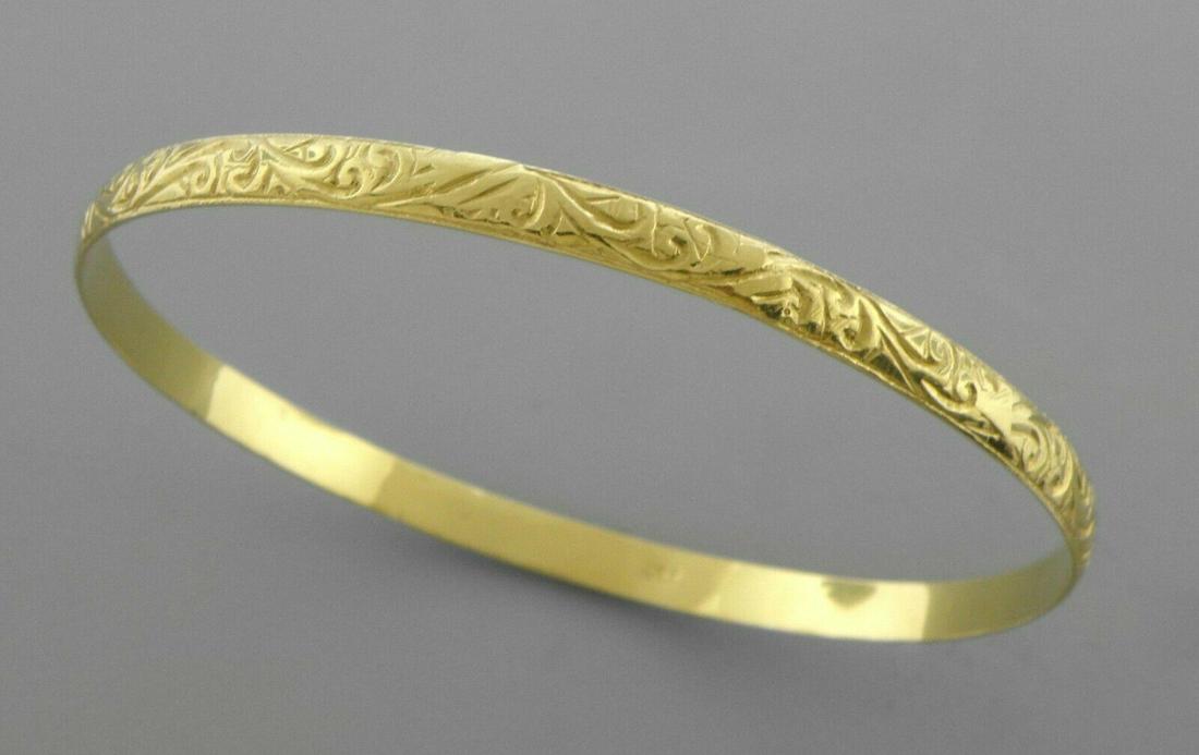 18K YELLOW GOLD MOROCCAN BANGLE BRACELET SWIRL DESIGN (1 of 2)