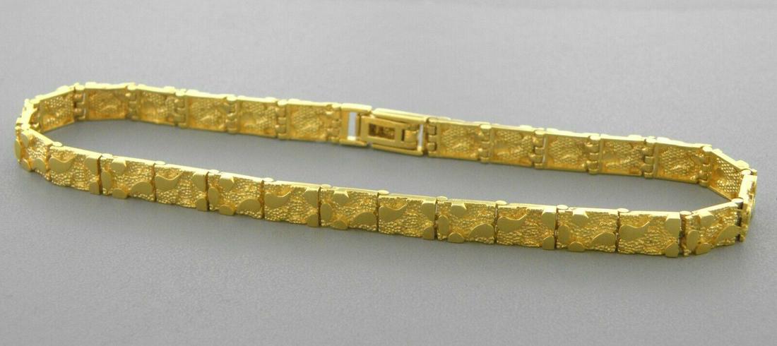 14K YELLOW GOLD NUGGET MEN'S BRACELET SOLID 8.25" (1 of 2)