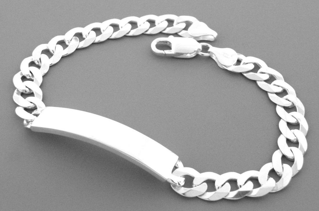 NEW STERLING SILVER UNISEX ID BRACELET 9" LONG 8.5mm: Bracelet measures 9" Long Beads measure 8.6mm Wide Sterling silver New Stamped ITALY 925 Total weight 21 grams