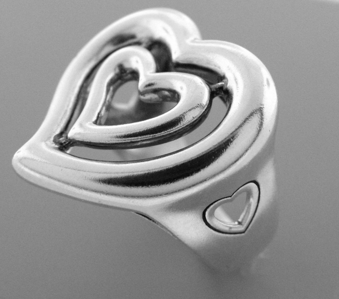 KIESELSTEIN CORD LARGE LADIES DOUBLE HEART RING SIZE 9 (1 of 2)