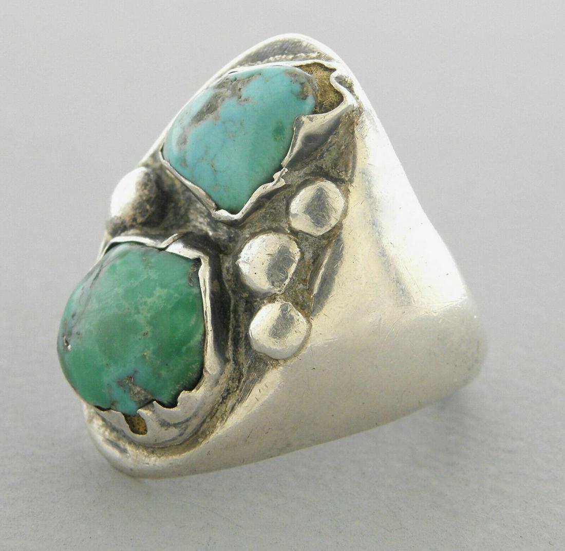VINTAGE BEAUTIFUL STERLING SILVER TURQUOISE UNISEX RING (1 of 2)