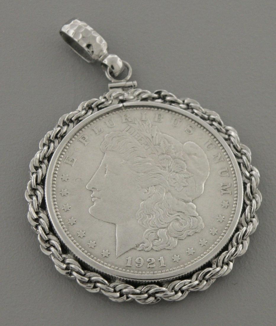 VINTAGE 1921 DOLLAR COIN SILVER PENDANT (1 of 2)