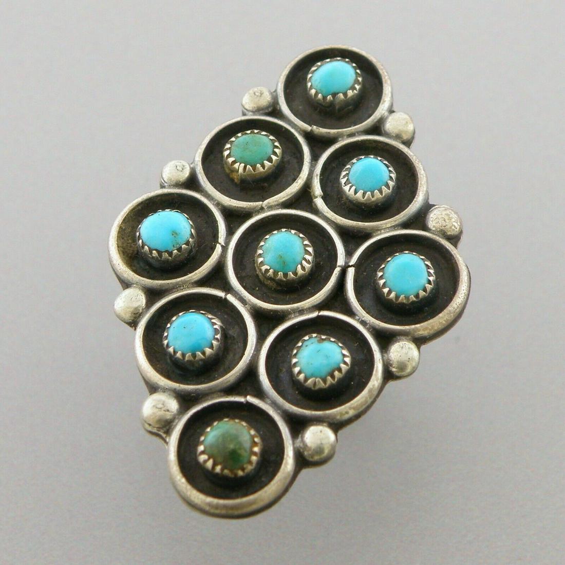 VINTAGE NAVAJO STERLING SNAKE EYES TURQUOISE RING (1 of 2)