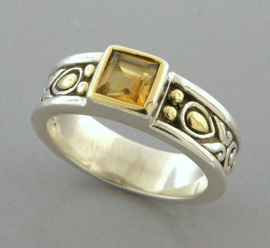 John Hardy 18k Gold Sterling Silver Citrine Ladies Band Ring