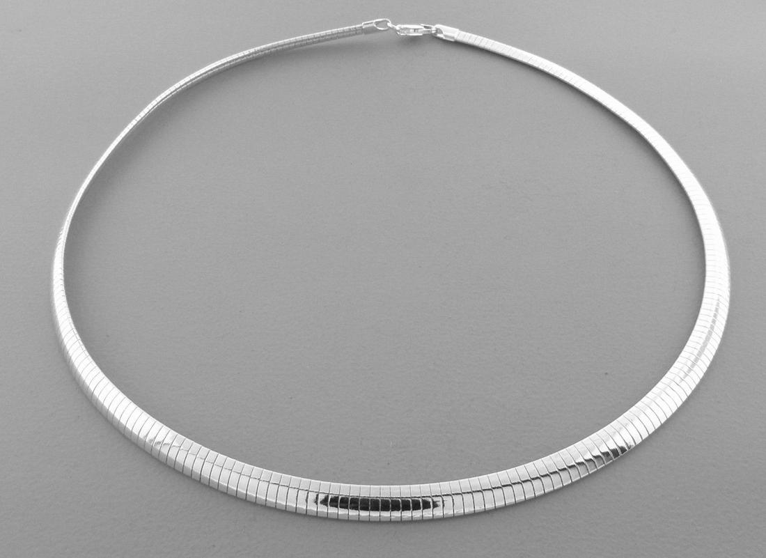 STERLING SILVER HEAVY OMEGA CHOKER PENDANT NECKLACE 18" (1 of 2)