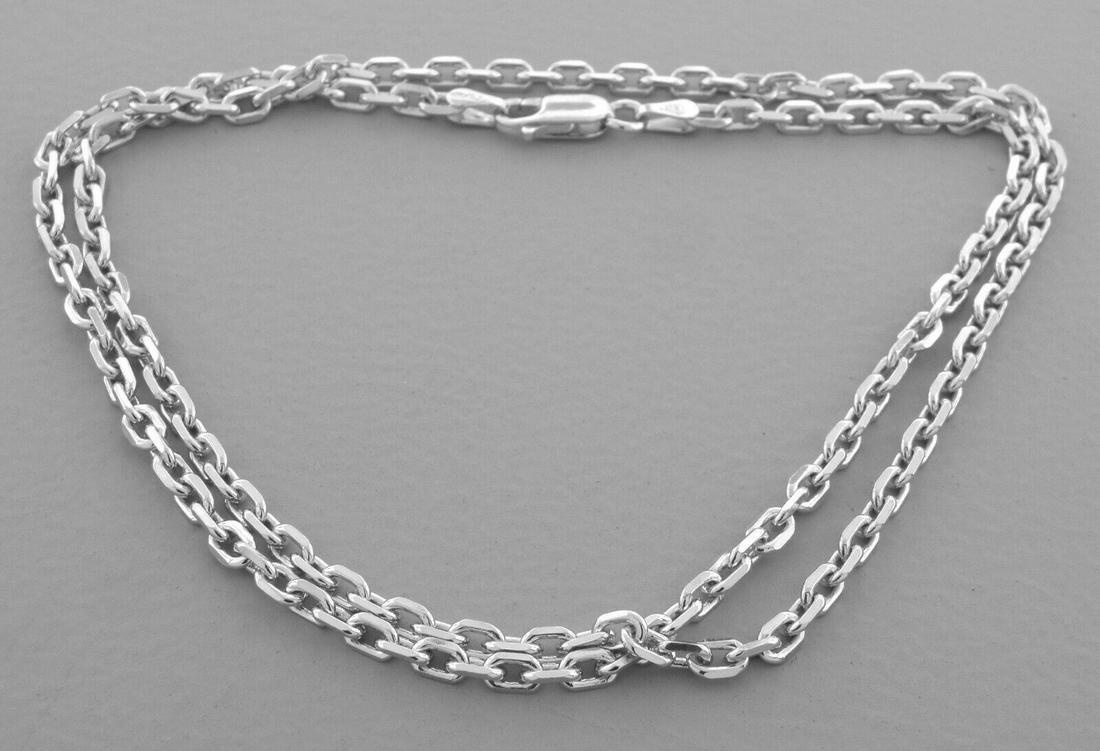 RECTANGLE KNIFE EDGE CHAIN SILVER ITALY NECKLACE 3mm (1 of 2)