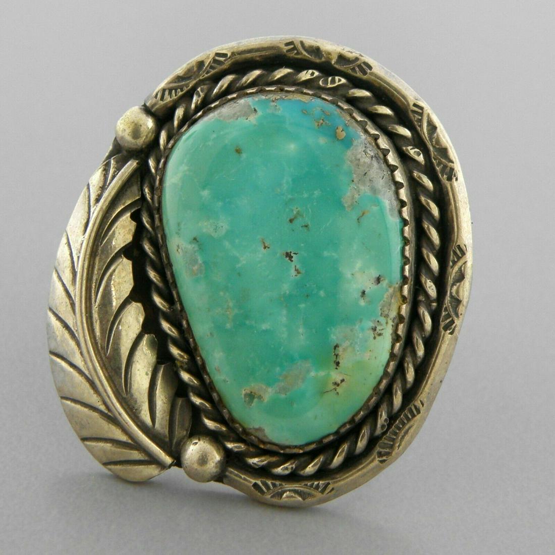 VINTAGE BEAUTIFUL NAVAJO SILVER ROYSTON TURQUOISE RING (1 of 2)