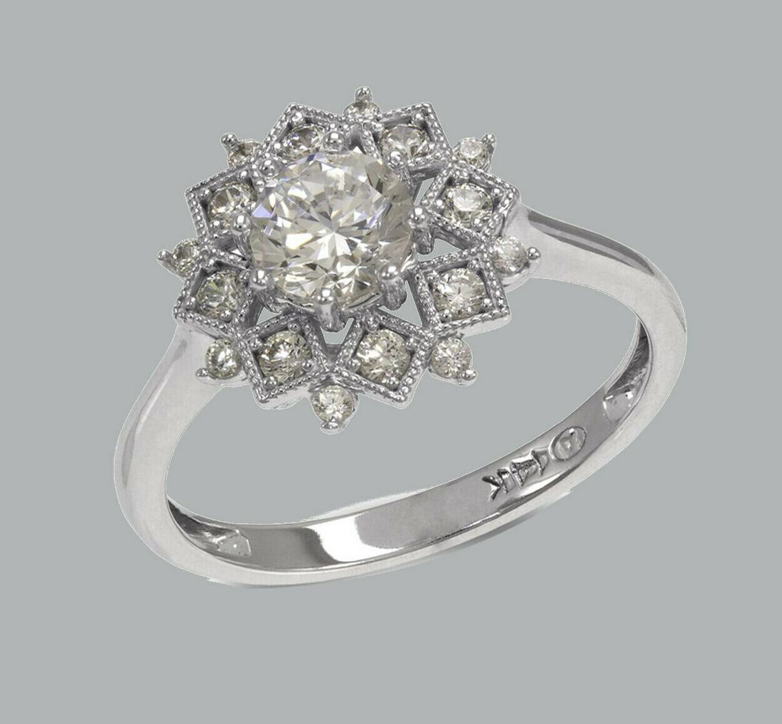 NEW 14K WHITE GOLD LADIES ENGAGEMENT RING FLOWER HALO (1 of 1)