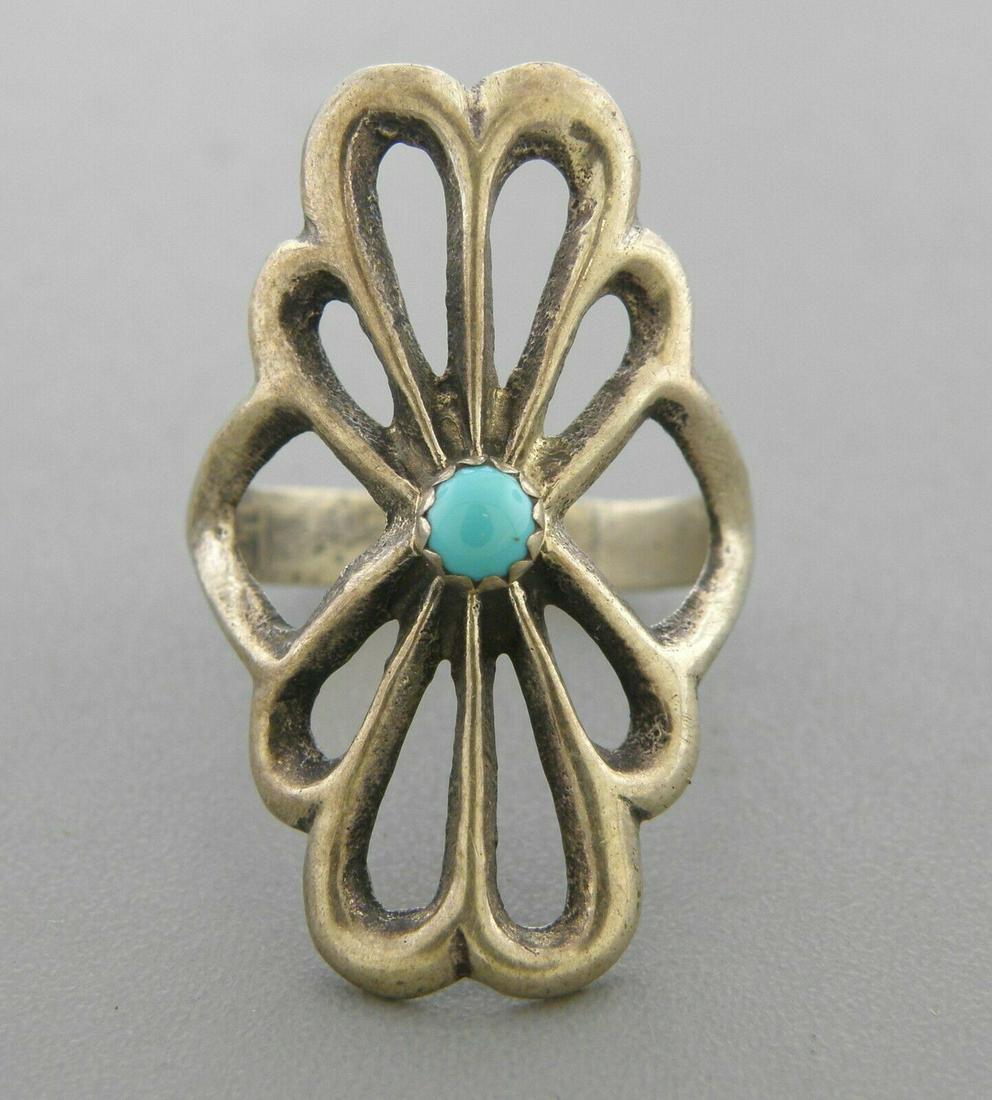 VINTAGE SOUTHWESTERN STERLING SILVER TURQUOISE RING 6.5 (1 of 2)