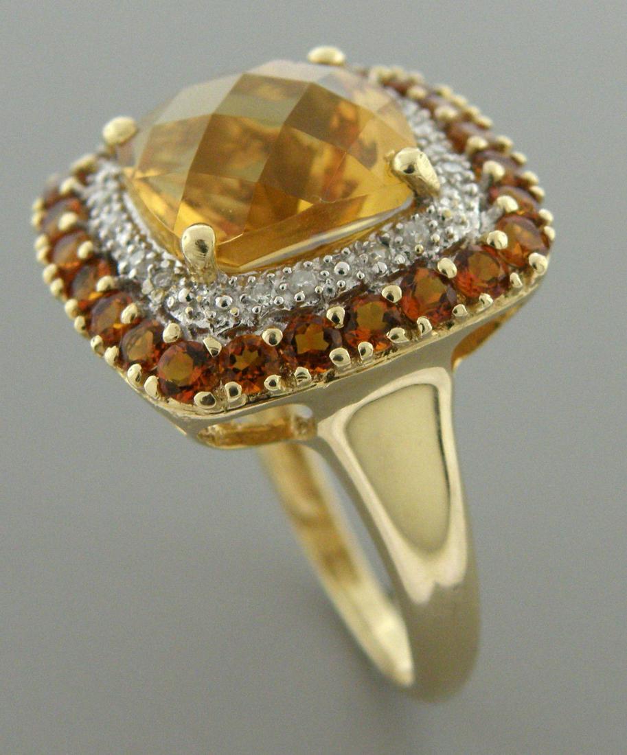 VINTAGE 14K YELLOW GOLD MEDIRA CITRINE & DIAMOND RING (1 of 2)