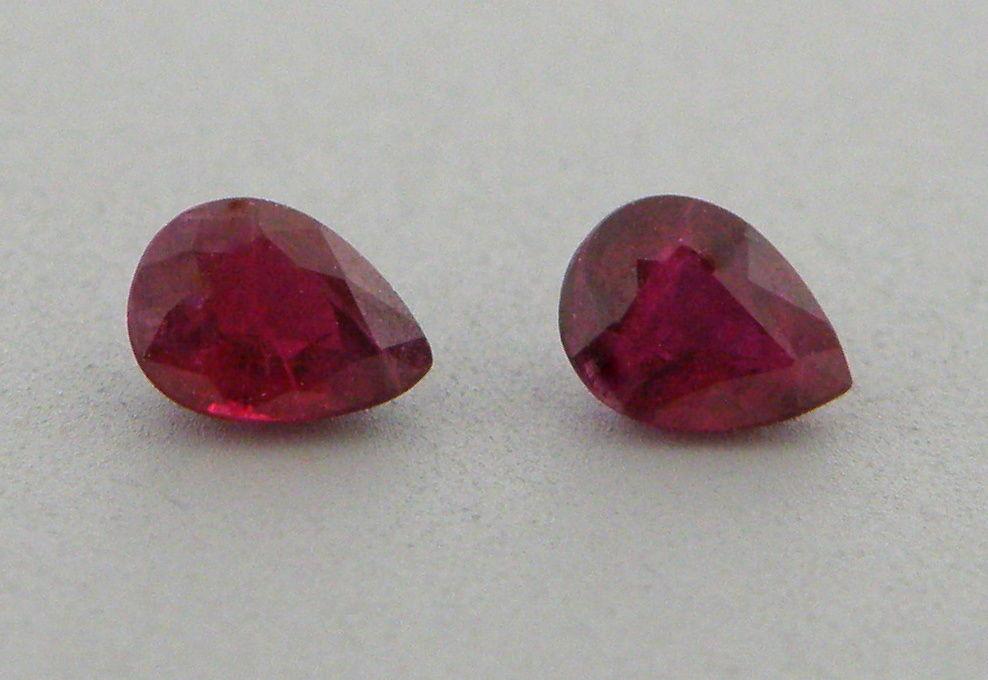 6x4mm MATCHING PAIR PEAR SHAPE PIGEON BLOOD RUBY (1 of 1)