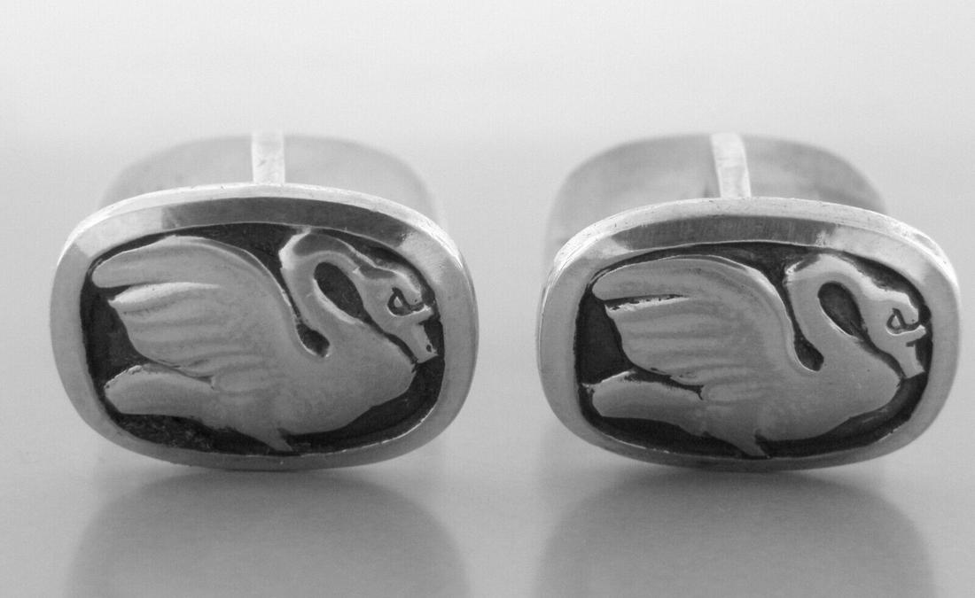 VINTAGE GEORG JENSEN STERLING SILVER SWAN CUFFLINKS 55 (1 of 2)