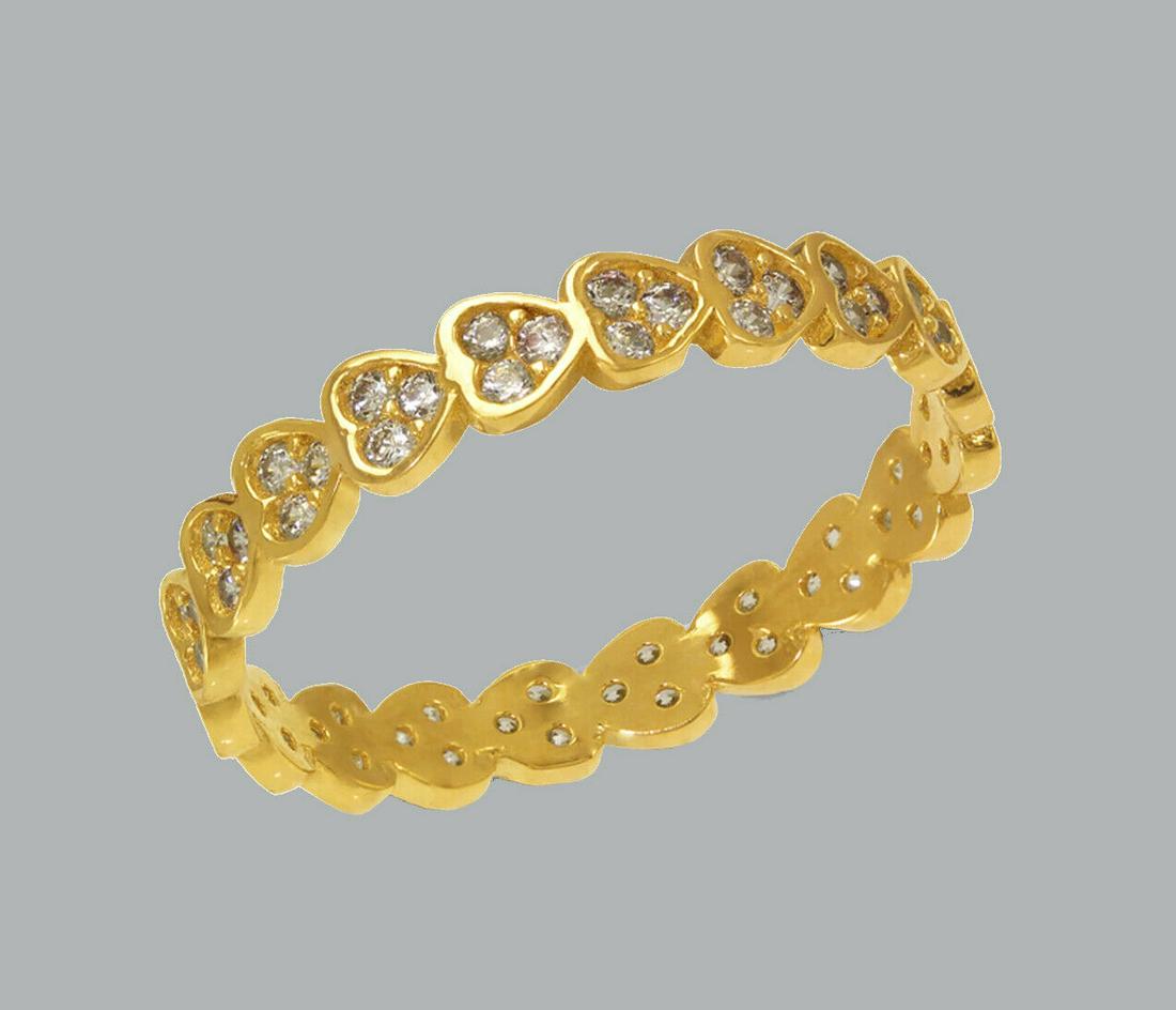 14K YELLOW GOLD FULL ETERNITY CZ HEART BAND RING SIZE 7 (1 of 1)