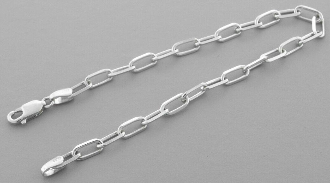 14K WHITE GOLD OVAL LINK CHAIN BRACELET 3.5mm (1 of 2)