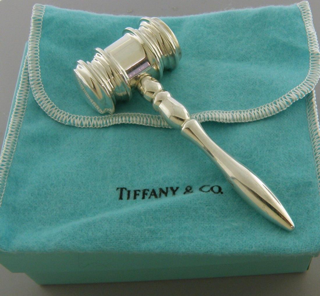 TIFFANY & CO. STERLING SILVER GAVEL FOR JUDGE LAW POUCH BOX INCLUDED EXCELLENT (1 of 2)