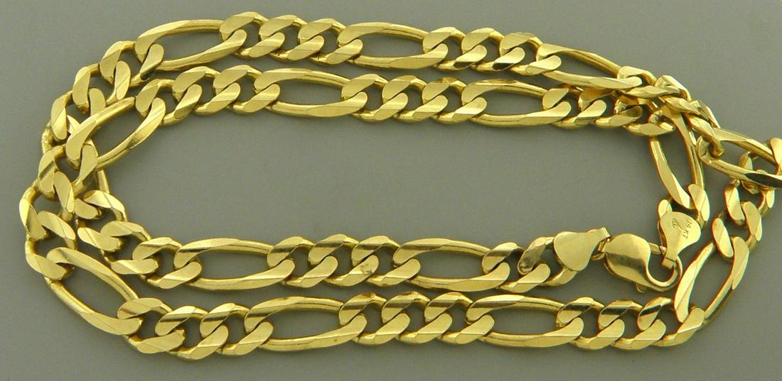 NEW 14K YELLOW GOLD CHAIN, 22" FIGARO NECKLACE 9.5MM (1 of 2)