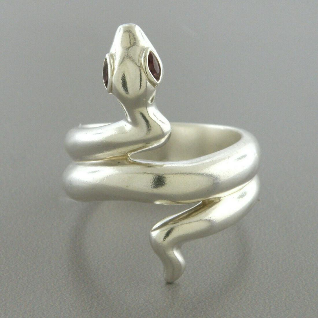 KIESELSTEIN CORD STERLING SILVER PETER THE SNAKE RING RUBY EYES SIZE 9 (1 of 2)