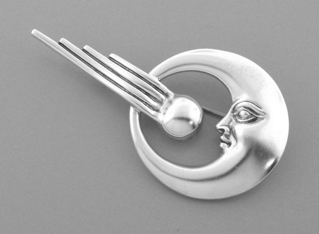 KIESELSTEIN CORD STERLING SILVER MOON COMET BROOCH PIN (1 of 2)