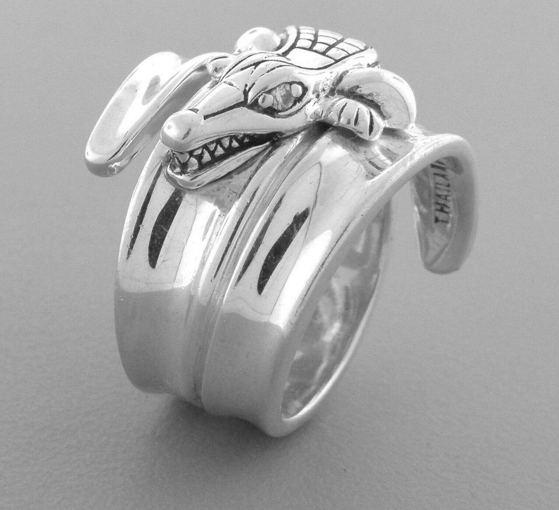 KIESELSTEIN CORD STERLING SILVER DIAMOND ALLIGATOR RING (1 of 2)