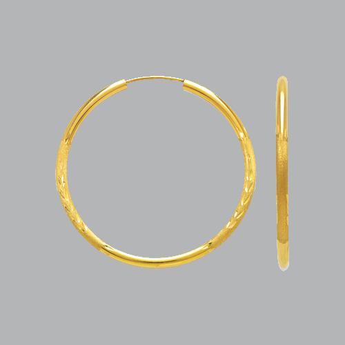 14K YELLOW GOLD ROUND HOOP TUBE EARRINGS 2mm WIDE (1 of 1)