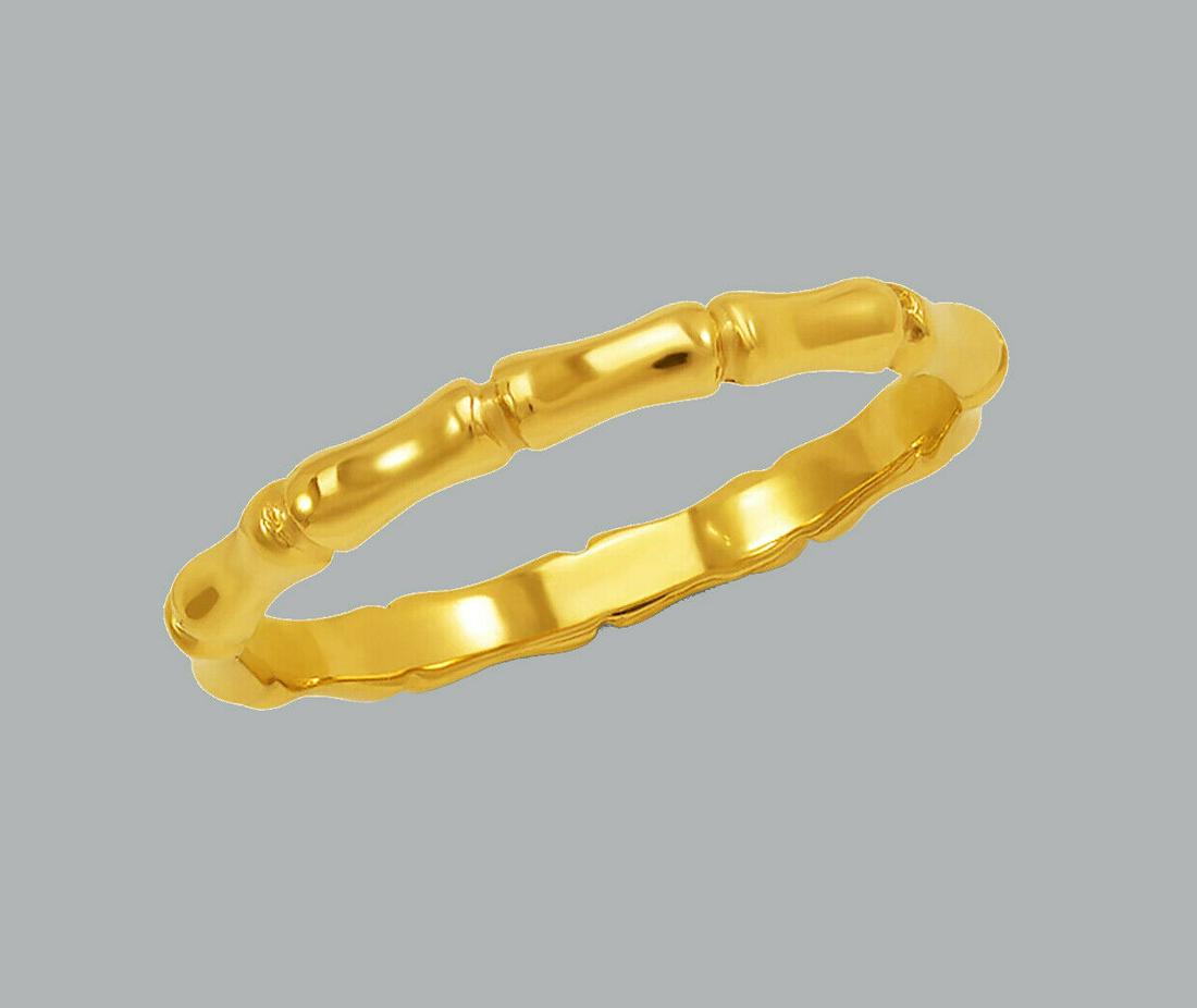 NEW 14K YELLOW GOLD LADIES RING BAND BAMBOO 2mm (1 of 1)