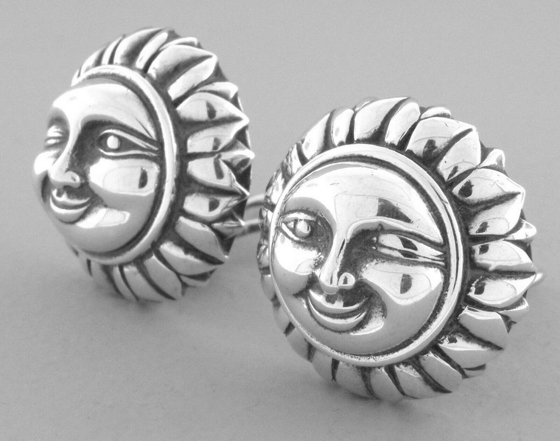 KIESELSTEIN CORD STERLING SILVER WINKING SUN EARRINGS: KIESELSTEIN CORD STERLING SILVER EARRINGS Measures 0.95" in diameter Kieselstein cord Sterling silver winking sun Earrings Pre-owned, in good condition, please refer to pics Stamped KIESELSTEIN CORD 1