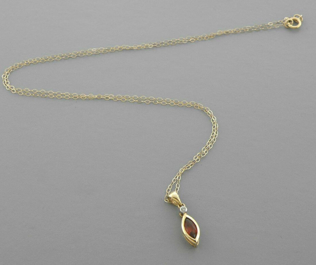 14K YELLOW GOLD MARQUISE SHAPE GARNET DIAMOND NECKLACE (1 of 2)