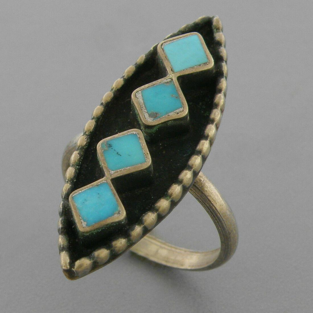 VINTAGE NAVAJO STERLING SILVER TURQUOISE RING SIZE 6.5 (1 of 2)