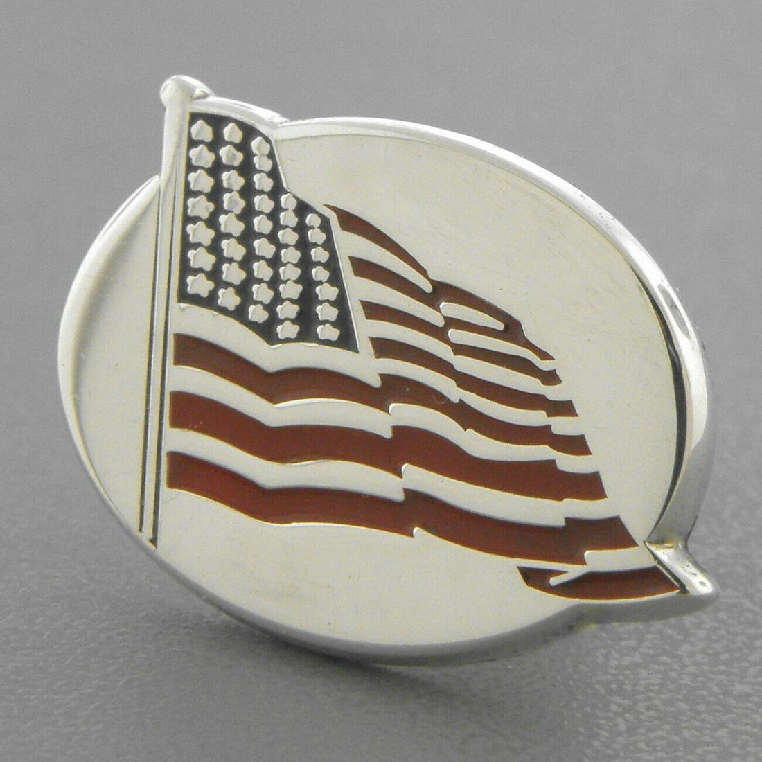 TIFFANY & CO. STERLING SILVER ENAMEL AMERICAN FLAG PIN BROOCH (1 of 2)