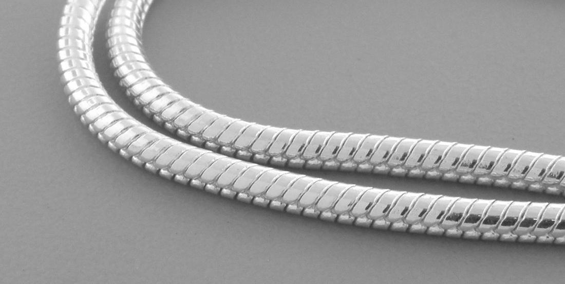 SNAKE CHAIN STERLING SILVER ITALIAN NECKLACE 2.5mm 30" (1 of 2)