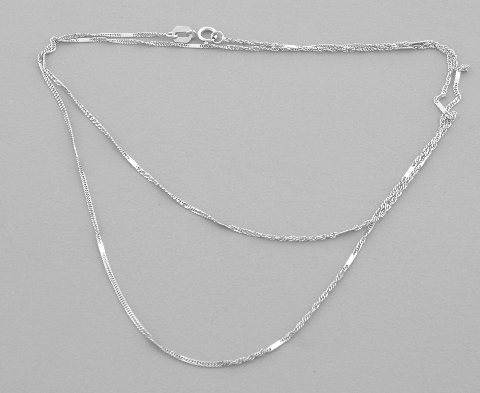 NEW 14K WHITE GOLD MIRROR SINGAPORE CHAIN NECKLACE 18" (1 of 2)