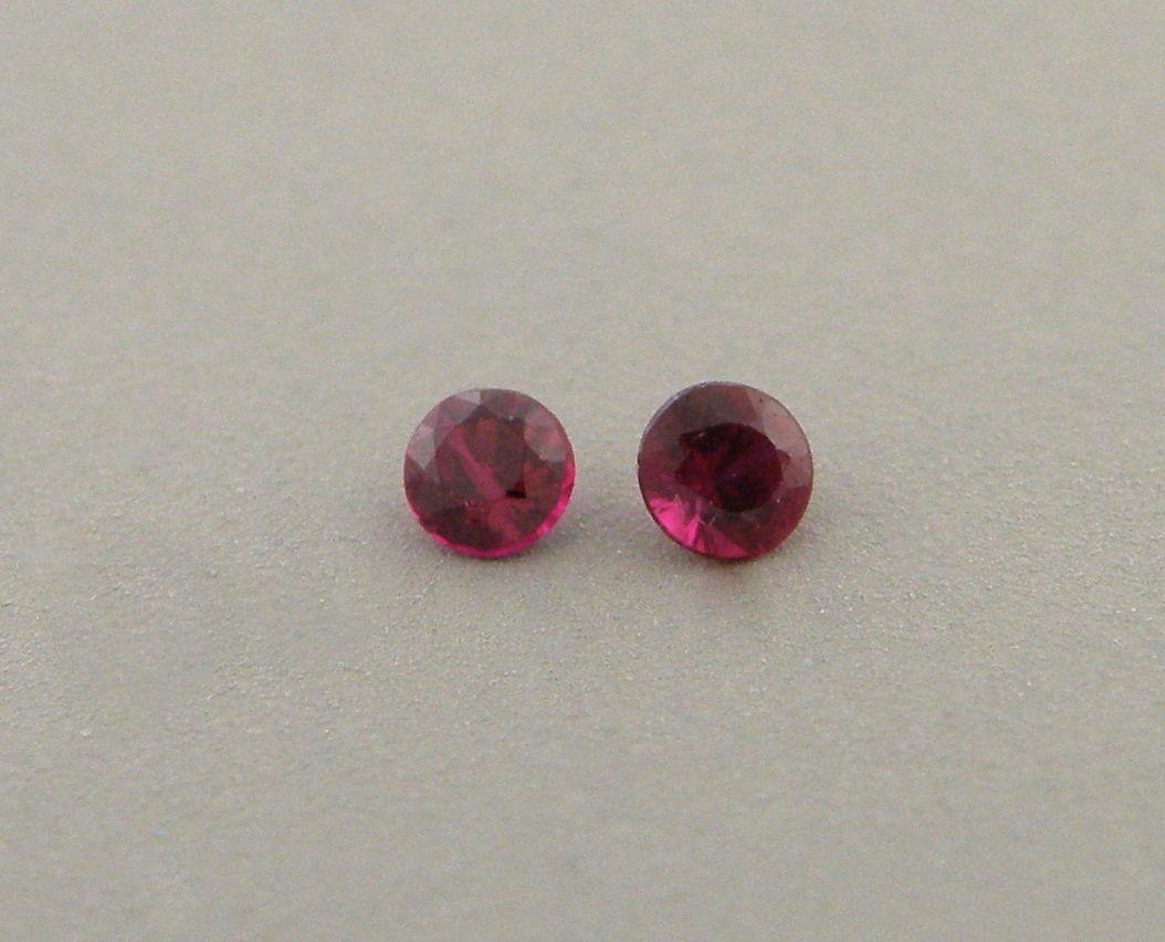 2.4mm ROUND CUT MATCHING PAIR LOOSE NATURAL RUBY (1 of 1)