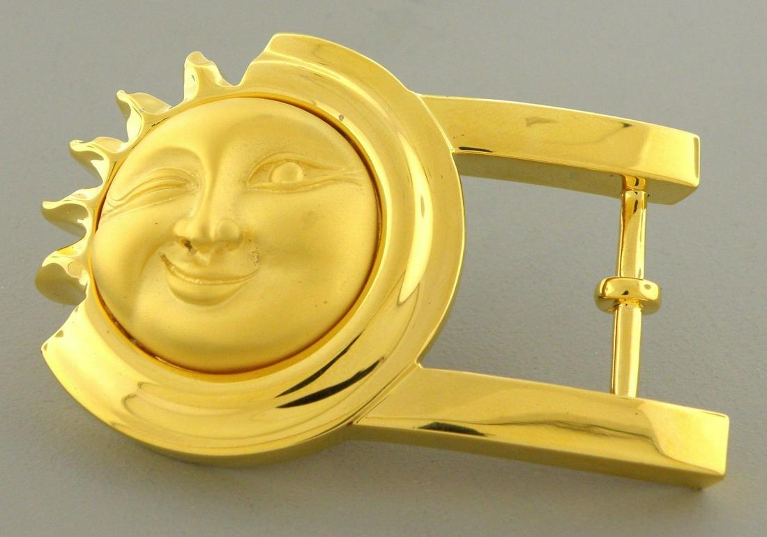KIESELSTEIN CORD GOLD STERLING WINKING SUN BELT BUCKLE (1 of 2)