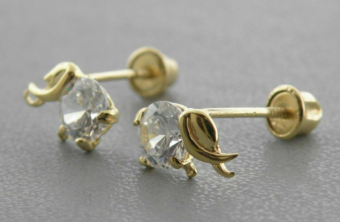 14K YELLOW GOLD CHILDRENS FANCY ELEPHANT CZ STUD (1 of 2)