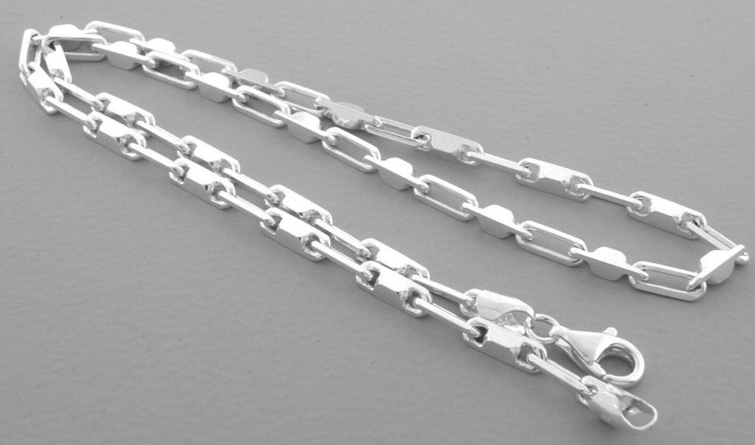 OPEN HESHE CHAIN STERLING SILVER NECKLACE 4mm - 18": NEW STERLING SILVER OPEN HESHE CHAIN NECKLACE New sterling silver open heshe chain necklace Measures 4mm wide Length is 18" Well made chain Lobster clasp Sterling silver 925, polished finish Chain is