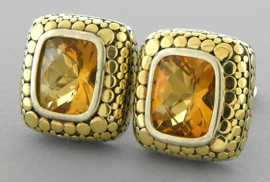 JOHN HARDY 18K GOLD STERLING SILVER CITRINE EARRINGS (1 of 2)