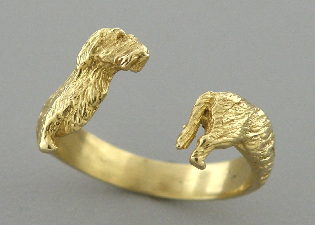 18K YELLOW GOLD DACHSHUND DOG BAND WRAP RING SIZE 7 (1 of 2)