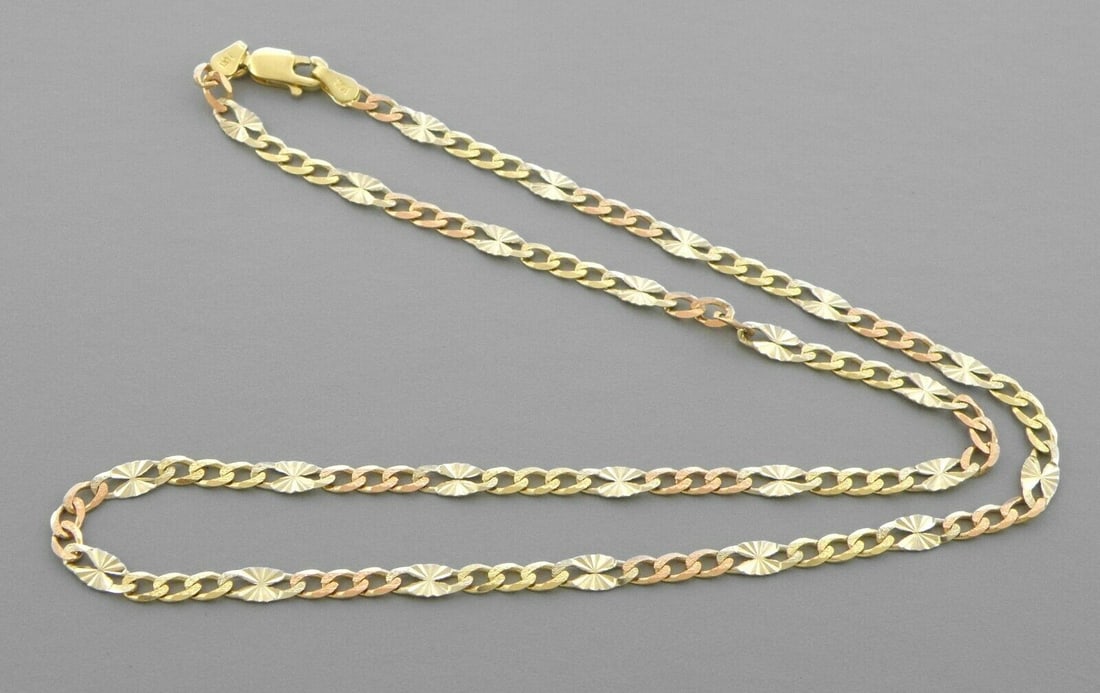 14K TRI COLOR GOLD FIGARO STAR BRACELET 7.5" LONG (1 of 2)