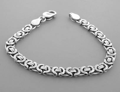 FLAT BYZANTINE STERLING SILVER BRACELET MENS - 8": FLAT BYZANTINE STERLING SILVER BRACELET Flat Byzantine Sterling silver mens bracelet Measures 6.5mm Wide Measures 8" Long Lobster Clasp 925 Sterling silver, oxidized so it wont tarnish New Stamped 925