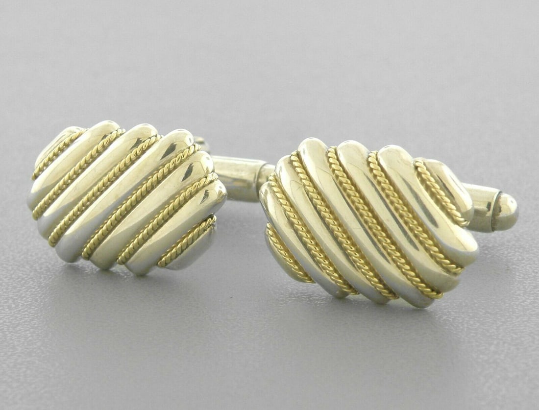 TIFFANY & Co. 18K GOLD STERLING SILVER ROPE CUFFLINKS (1 of 2)