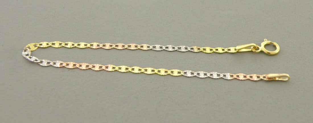 14K TRI COLOR GOLD GUCCI STAR ANKLET 2.1mm  - 10" (1 of 2)