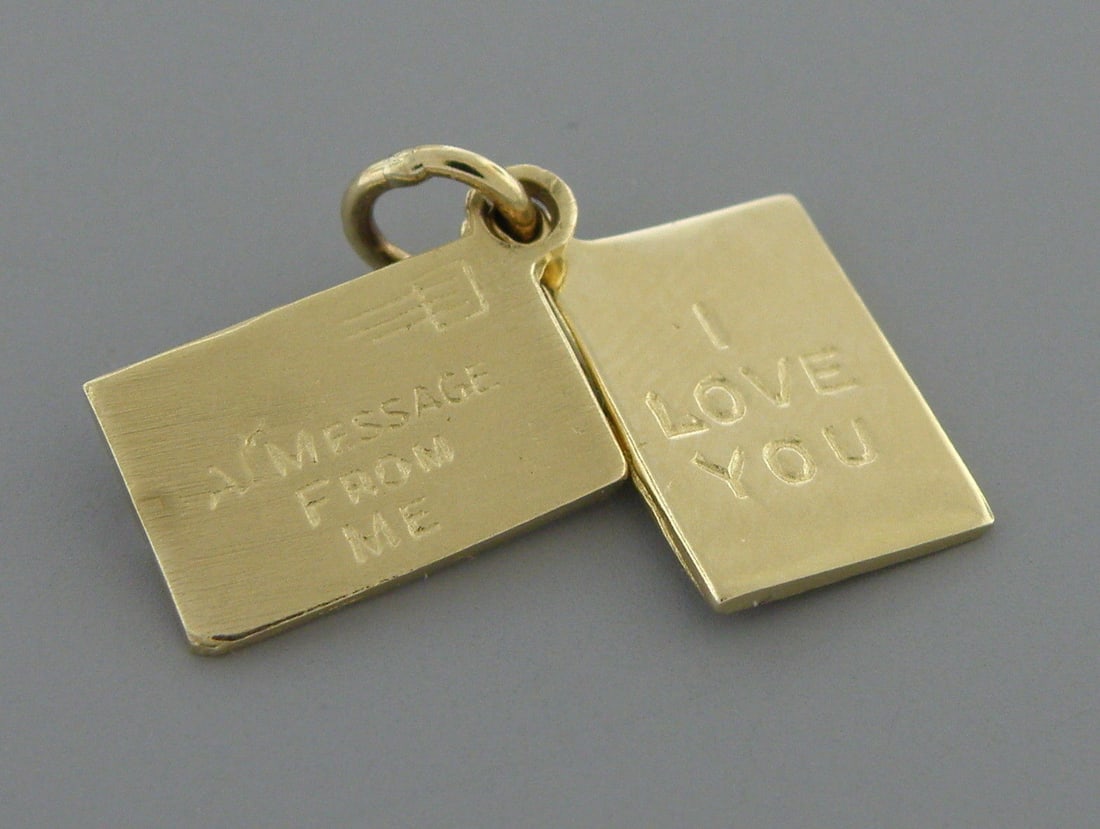 14K ENVELOPE MESSAGE I LOVE YOU PENDANT CHARM (1 of 2)