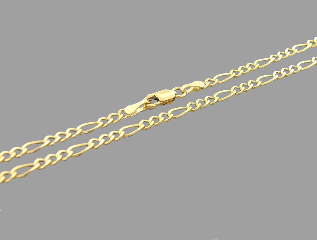 NEW 14K YELLOW GOLD FIGARO CHAIN NECKLACE - 3MM - 18" (1 of 2)