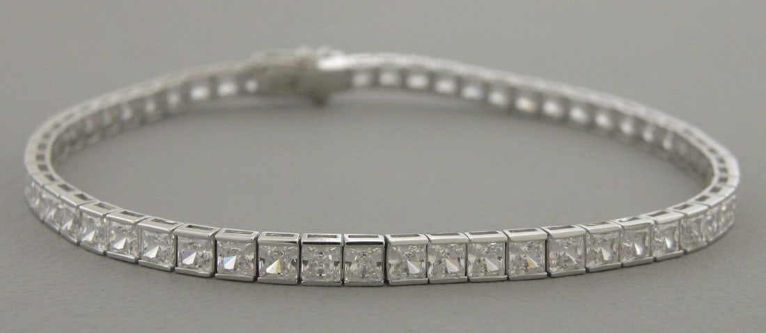 14K WHITE GOLD PRINCESS CUT CZ TENNIS BRACELET (1 of 2)
