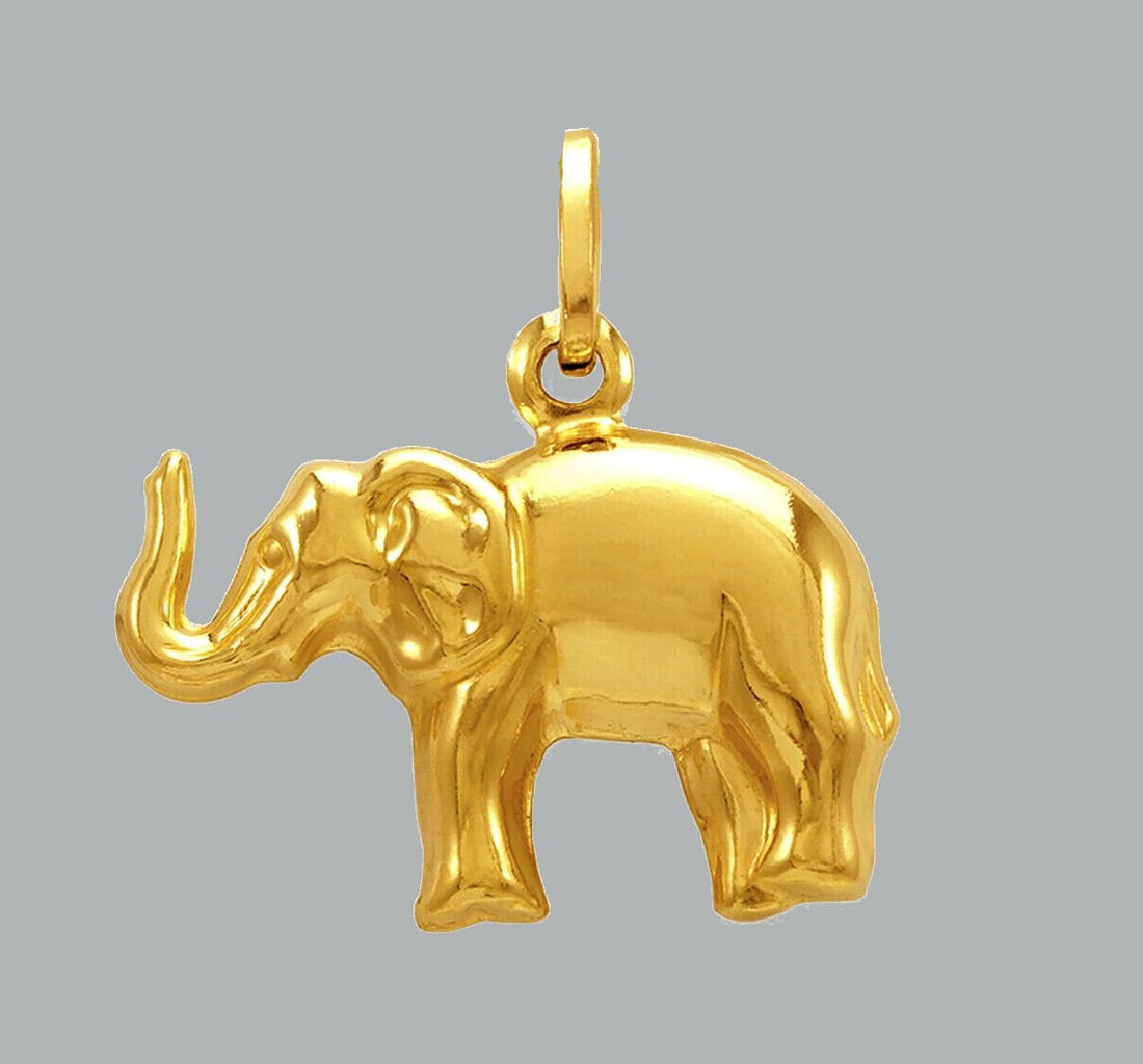 NEW 14K YELLOW GOLD ELEPHANT PENDANT POLISHED (1 of 1)