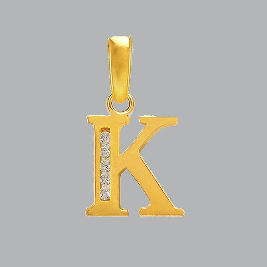 NEW 14K YELLOW GOLD CZ FANCY CHARM PENDANT INITIAL K (1 of 1)