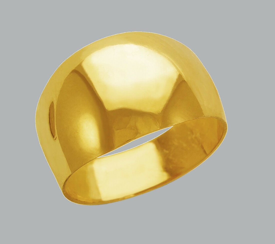 NEW 14K YELLOW GOLD LADIES RING LARGE DOMED CIGAR BAND (1 of 1)