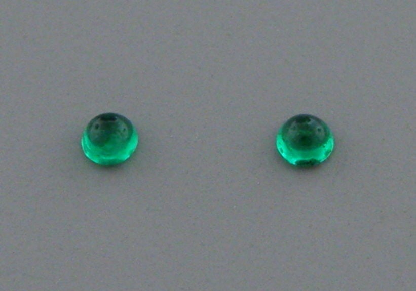 3mm ROUND MATCHING PAIR CABOCHON COLOMBIAN EMERALD (1 of 1)