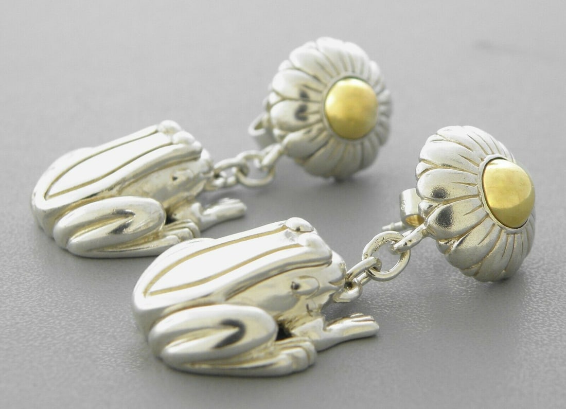 KIESELSTEIN CORD 14K STERLING FROG LILYPAD EARRINGS (1 of 2)